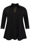 Tunic faux leather details INTERLOCK - black - #4