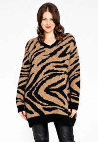 Pullover v-neck TIGER - brown - #2