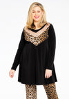 Tunic wide bottom sequins LEOPARD - black