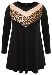 Tunic wide bottom sequins LEOPARD - black - #4