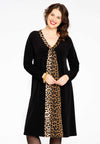 Pleated dress LEOPARD - black