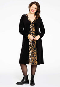 Pleated dress LEOPARD - black - #1