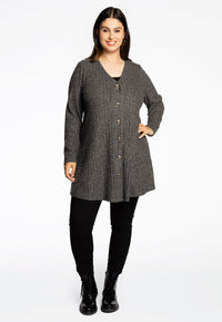 Cardigan with buttons RIB - grey - #1