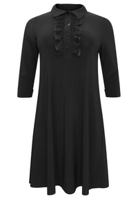 Polo-dress with ruffles DOLCE - black - #4