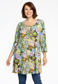 Tunic wide bottom frill FLOWERY - black - #2