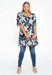 Tunic wide bottom STAMPS - blue - #1