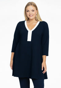 Tunic wide bottom V-neck BUBLÉ - blue - #2