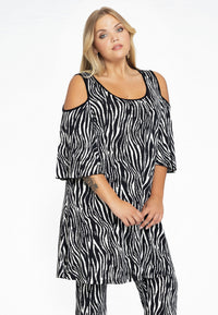 Tunic cold shoulder ZEBRA - black - #1
