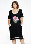 Dress short sleeve FLOR - black