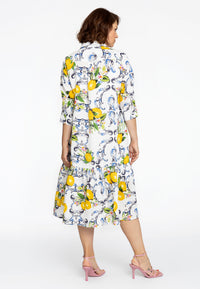 Dress ruffled bottom LEMON - white - #3
