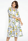 Dress ruffled bottom LEMON - white