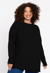Pullover with slits Woolmix - black - #1