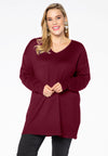 Pullover wide V-neck - red