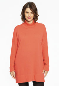 Pullover high neck rib - orange - #1