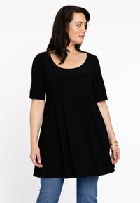 Tunic wide bottom deep neck DOLCE - black - #1