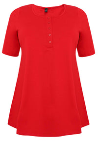 Tunic flare fit COTTON - red - #4