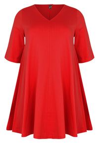 Tunic Swing short sleeve COTTON - red - #4
