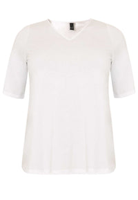 T-shirt v-neck relax fit COTTON - white - #4