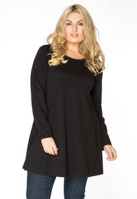 Tunic longsleeve wide bottom COTTON - black - #1