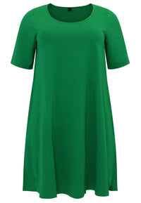 Dress A-line COTTON - green - #3