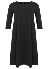 Long A-line dress COTTON - black - #4