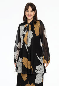 Tunic wide bottom FLOWER - black - #1