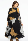 Dress turtle neck FLOWER - black