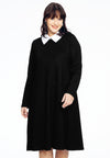 Dress contrast collar INTERLOCK - black