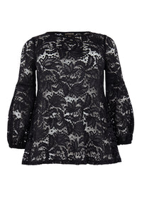 Tunic puff sleeve LACE - black - #5