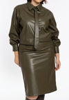 Pencil skirt FAUX LEATHER - light green