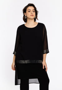 Dress with beads CHIFFON - black - #1