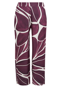 Trousers loose FLORAL MERLOT - dark red - #5