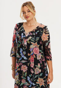 Dress volant ORIENTAL FLOWER - black - #1