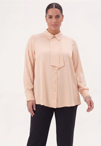 Shirt A-line bow SATIN - pink - #1