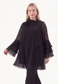 Tunic wide bottom CHIFFON - black - #2