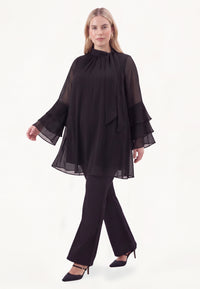 Tunic wide bottom CHIFFON - black - #1
