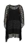 Tunic long square stripe bead - black - #1