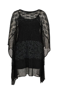 Tunic long square stripe bead - black - #3