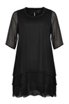Dress ruffled bottom VOILE - black - #1