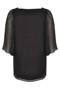 Blouse wide sleeves voile UNI - black - #3