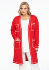Cardigan contrast piping - red