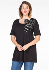Tunic flare scarf dots - black