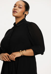 Blouse plissé puffsleeve - black - #1