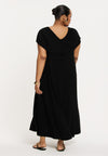 Dress plissé frill V-neck Swing DOLCE - black - #3