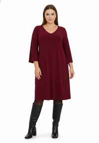 Dress V-neck DOLCE - dark red - #1