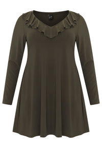 Tunic wide bottom frilled DOLCE - dark green - #3