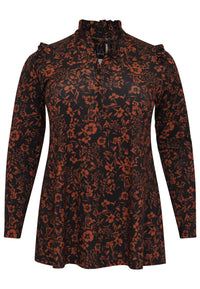 Tunic flare grandad collar IRIS - black - #4