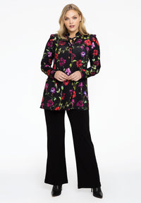 Tunic flare frilled collar LOU - black - #1
