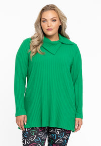 Tunic asymmetric collar RIB - green - #2
