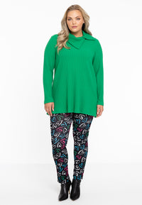 Tunic asymmetric collar RIB - green - #1